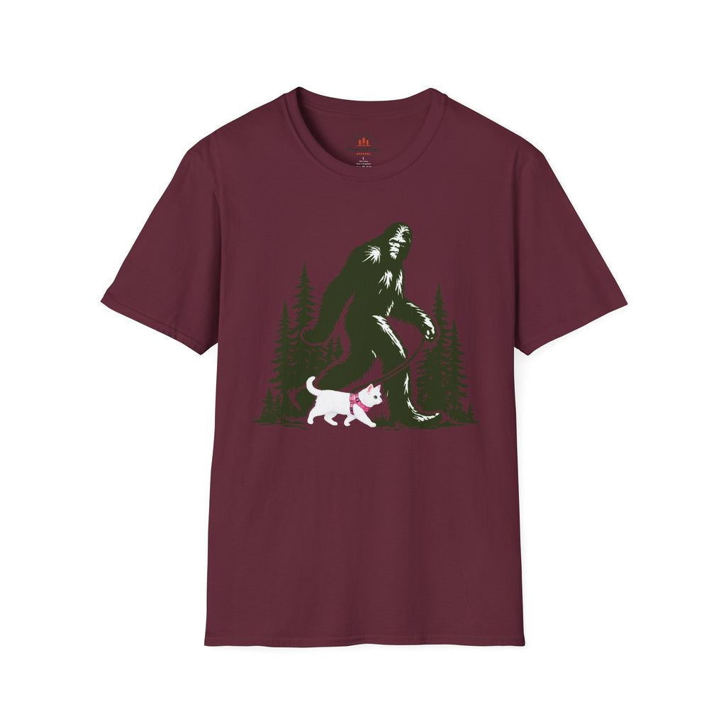 Bigfoot walking white cat T-Shirt