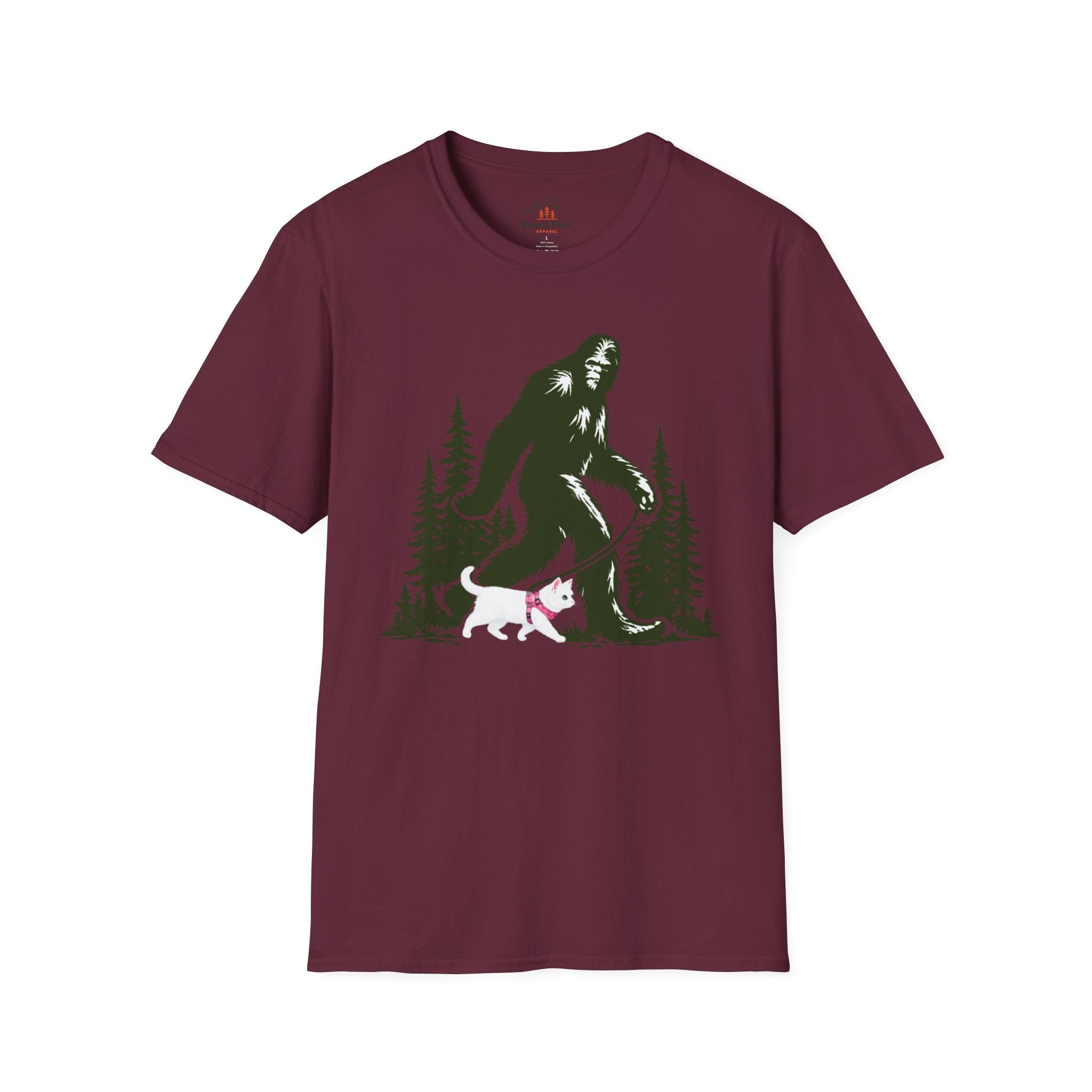 Bigfoot walking white cat T-Shirt