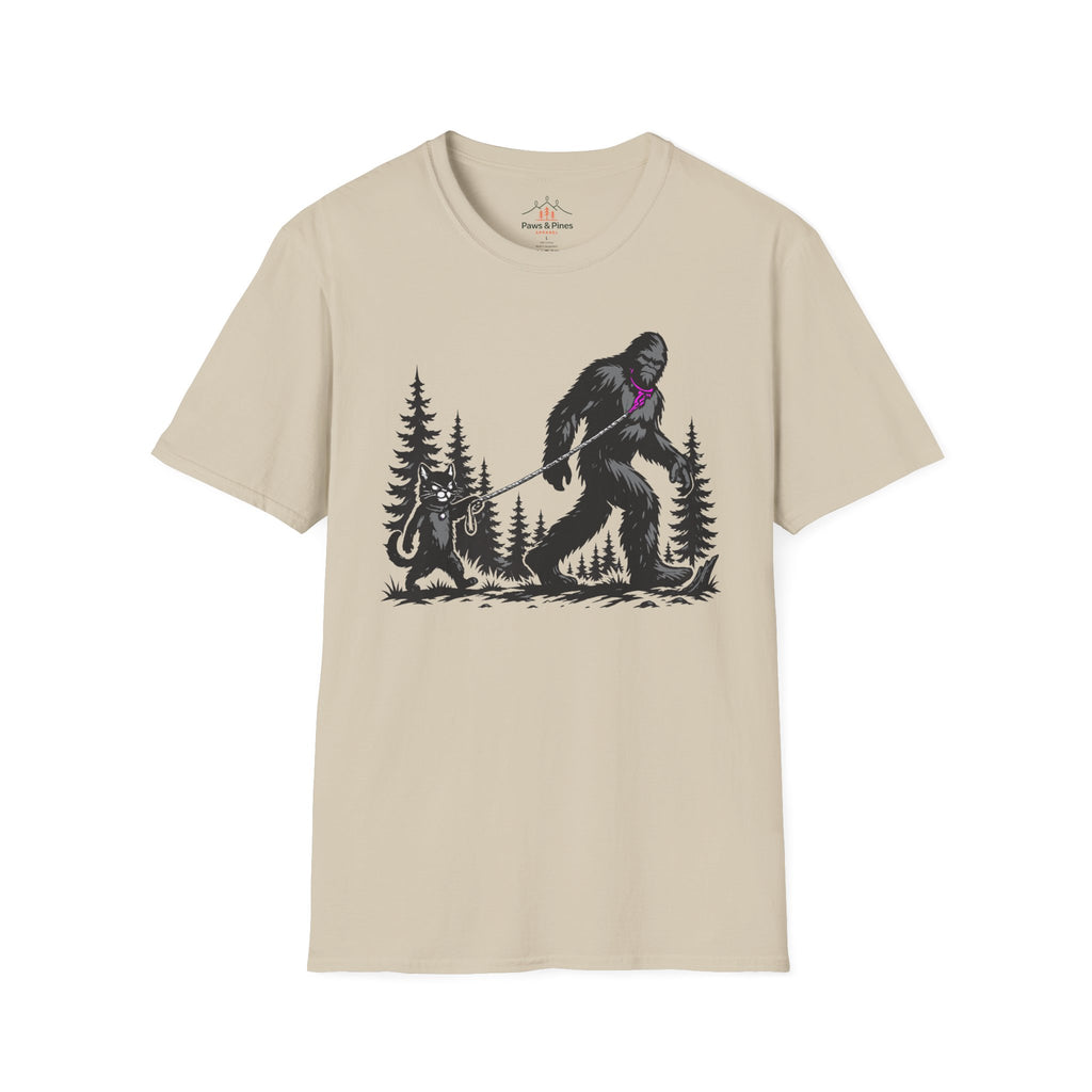 Cat Walking Bigfoot T-Shirt