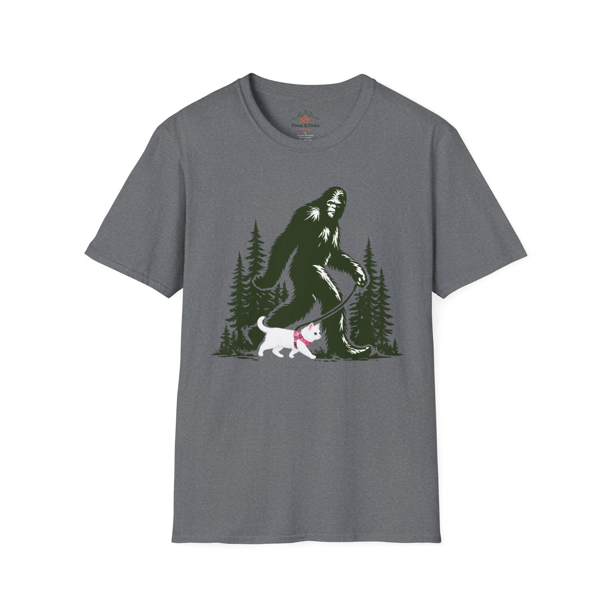 Bigfoot walking white cat T-Shirt