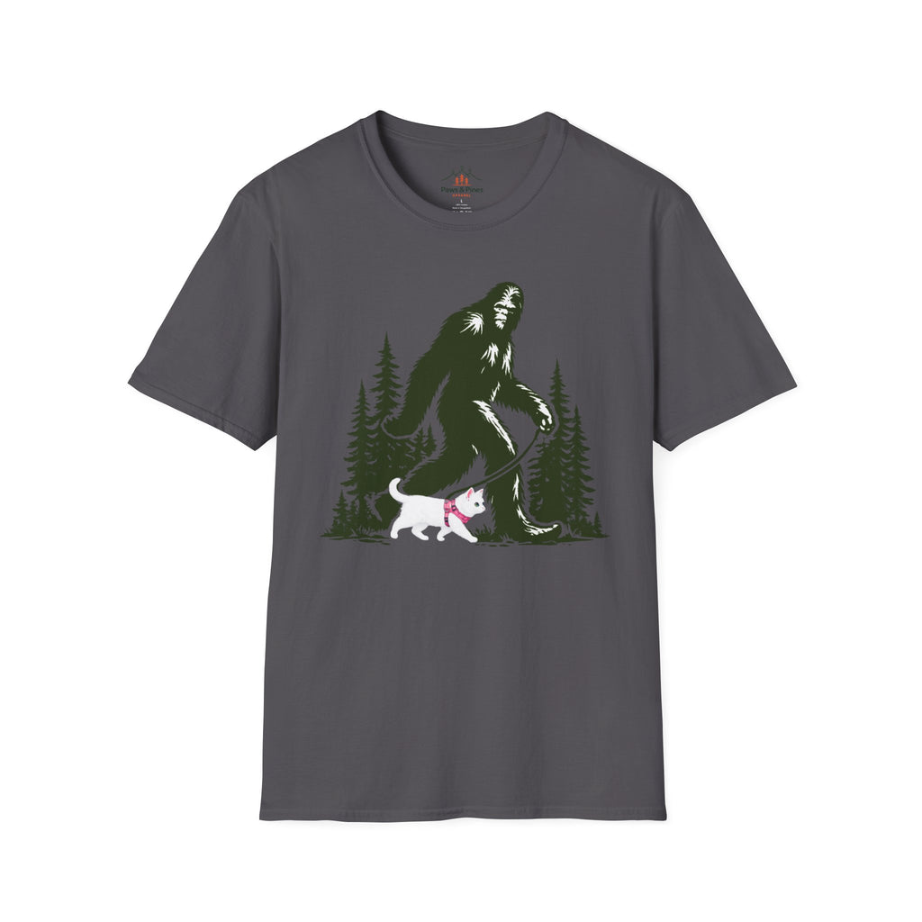 Bigfoot walking white cat T-Shirt