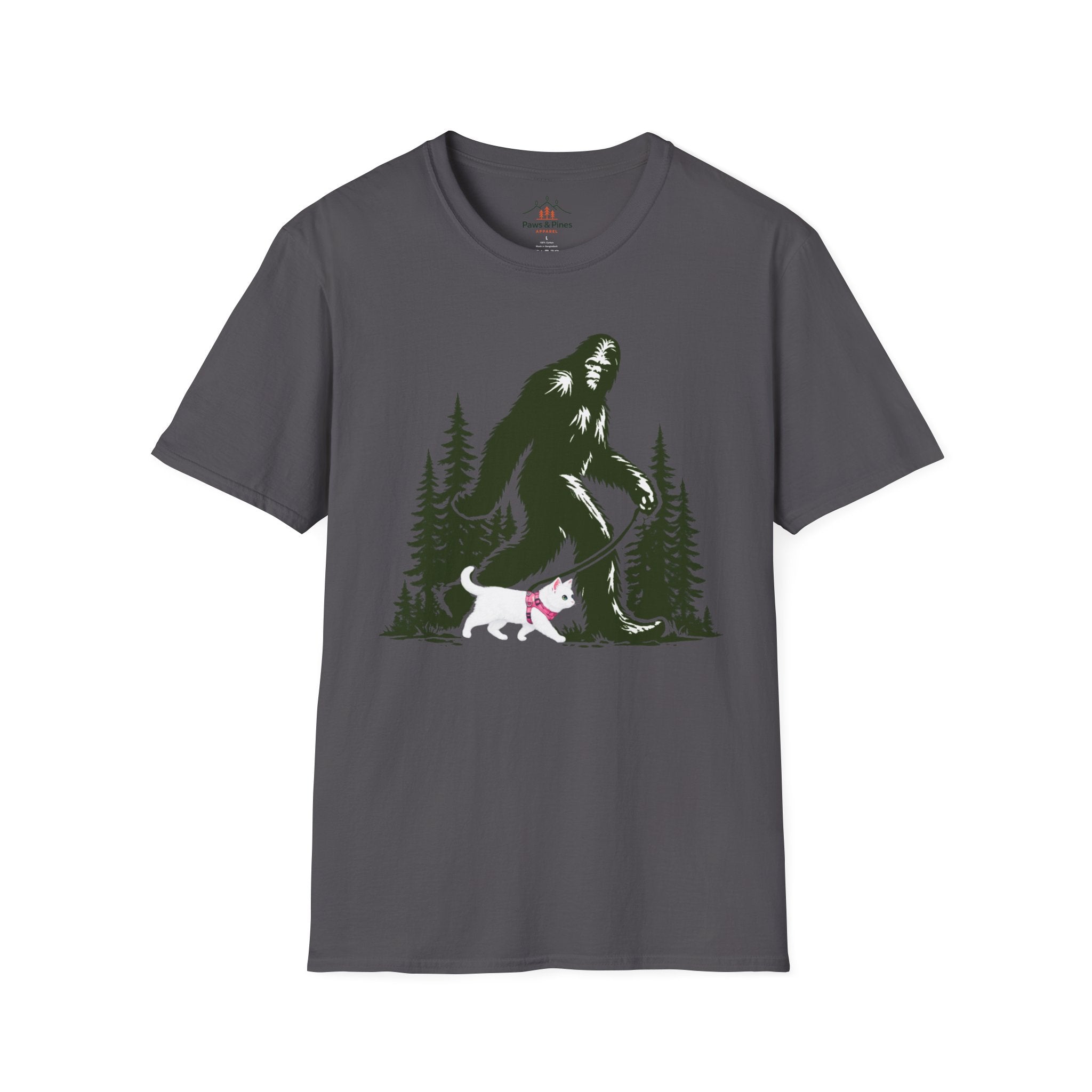 Bigfoot walking white cat T-Shirt