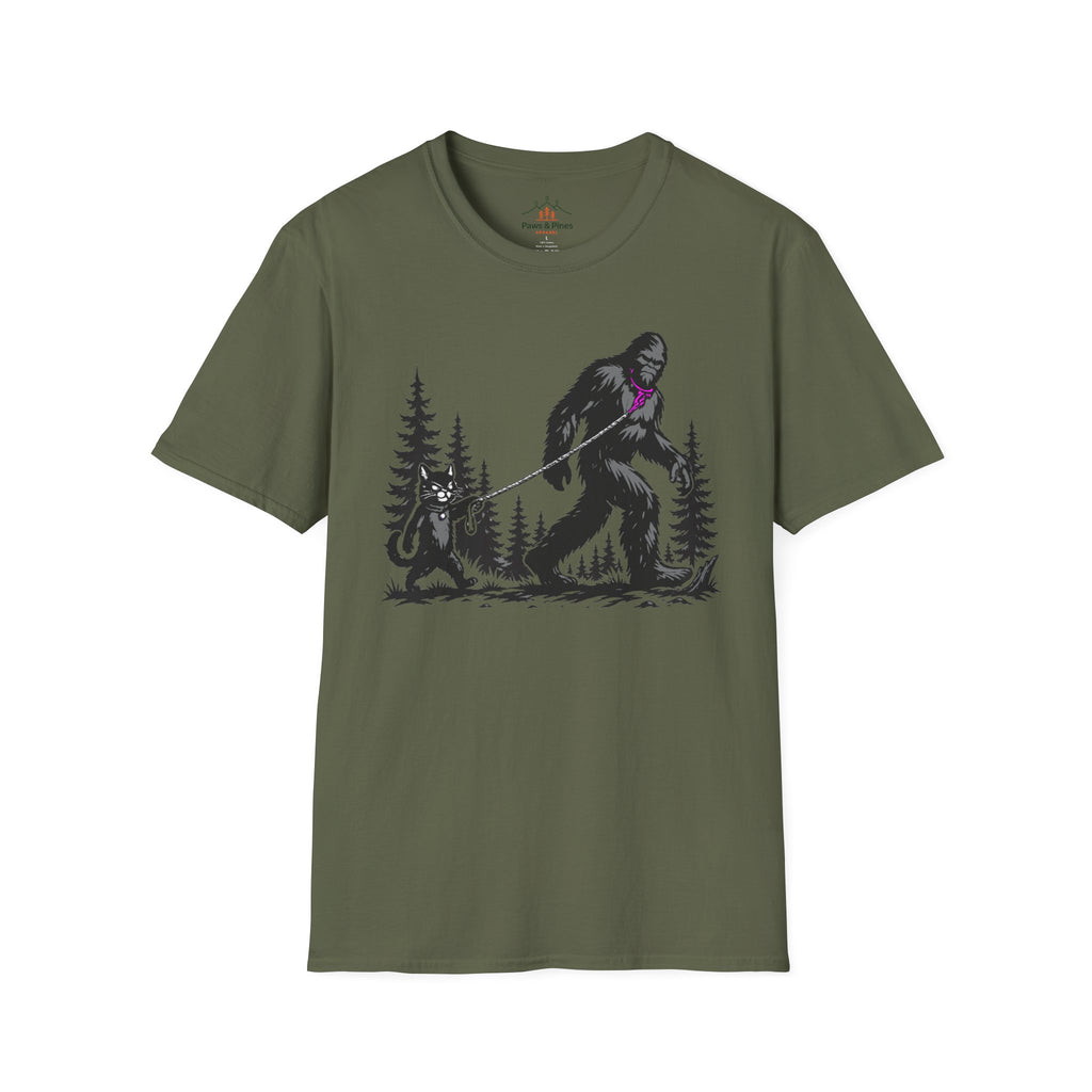 Cat Walking Bigfoot T-Shirt