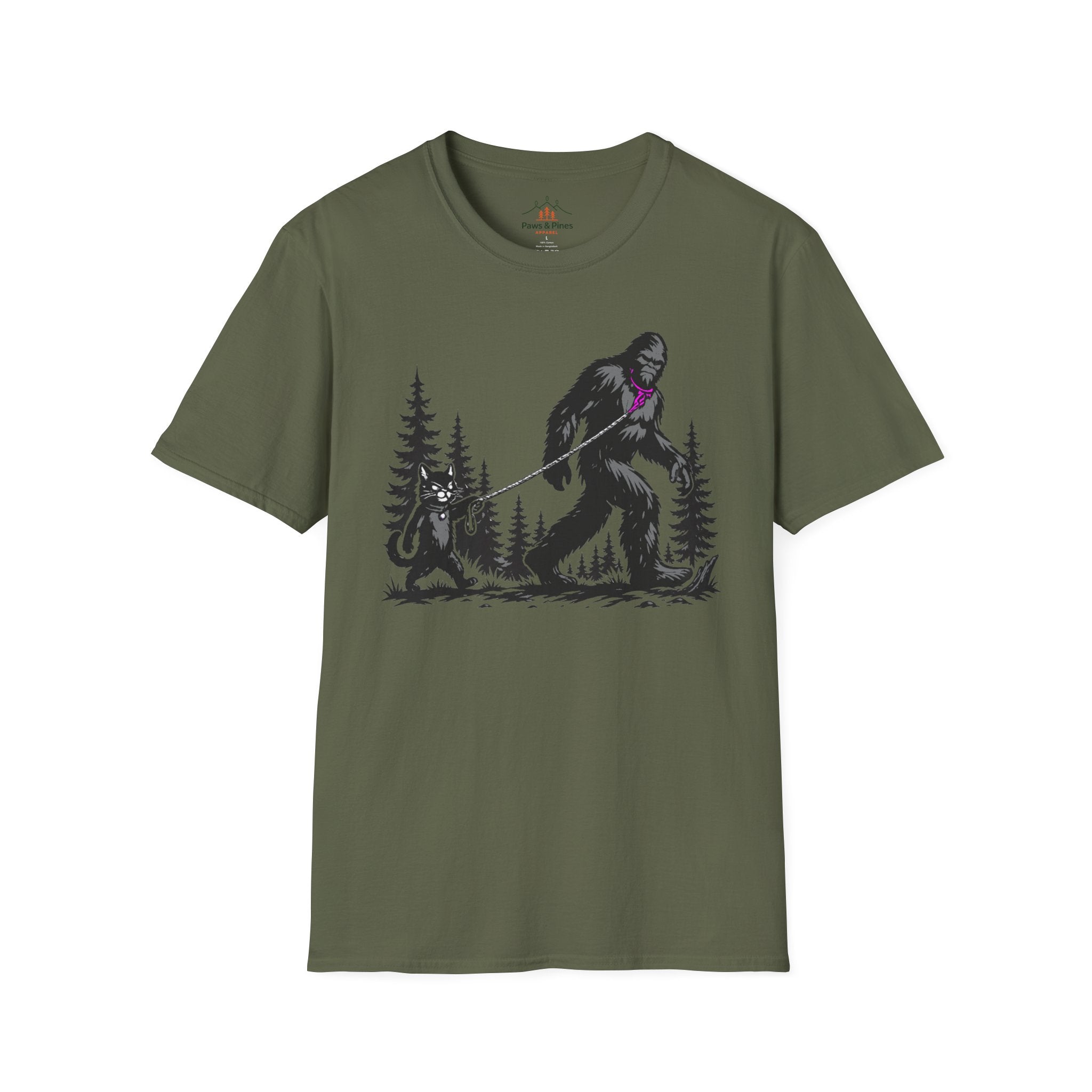 Cat Walking Bigfoot T-Shirt