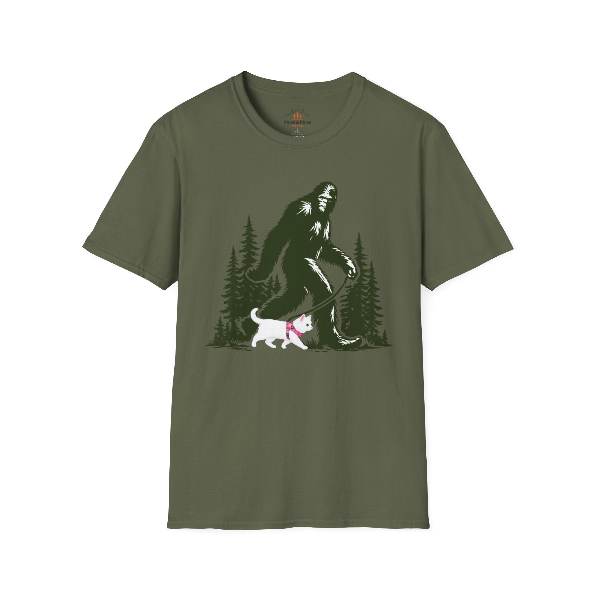 Bigfoot walking white cat T-Shirt
