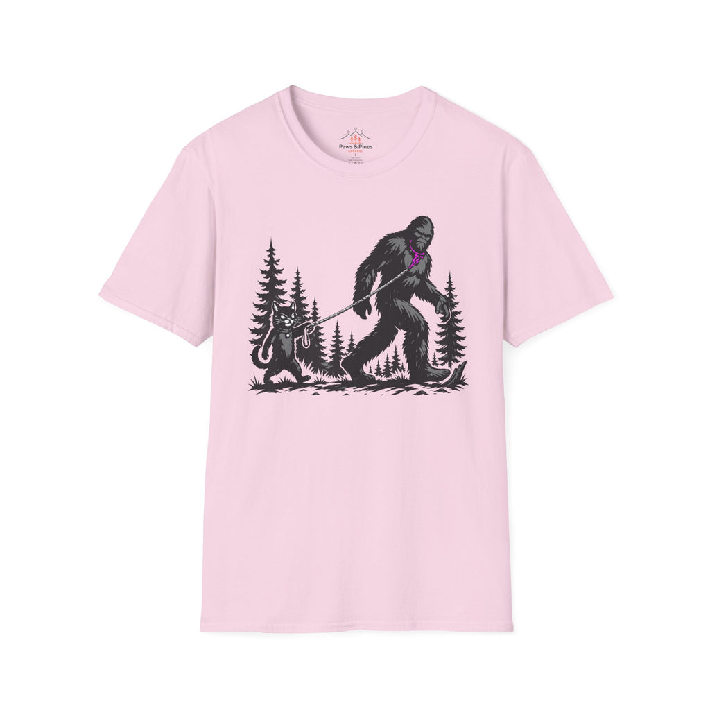 Cat Walking Bigfoot T-Shirt