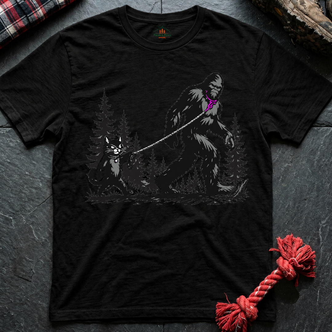 Cat Walks Bigfoot T-Shirt