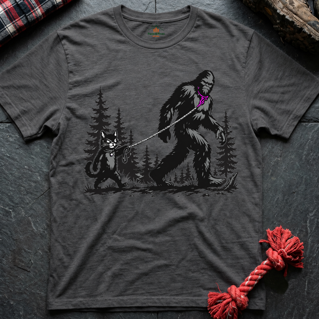 Cat Walks Bigfoot T-Shirt