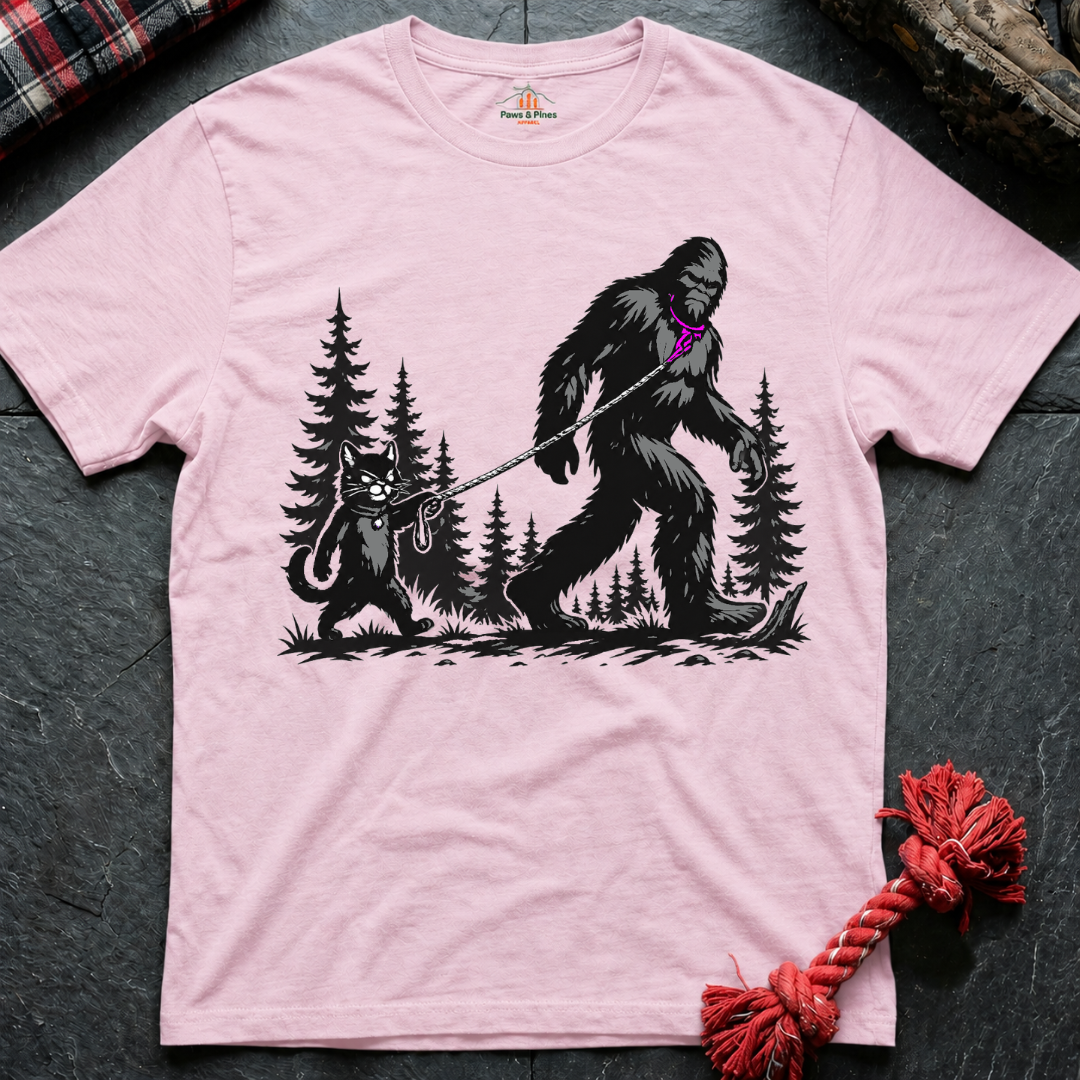Cat Walks Bigfoot T-Shirt