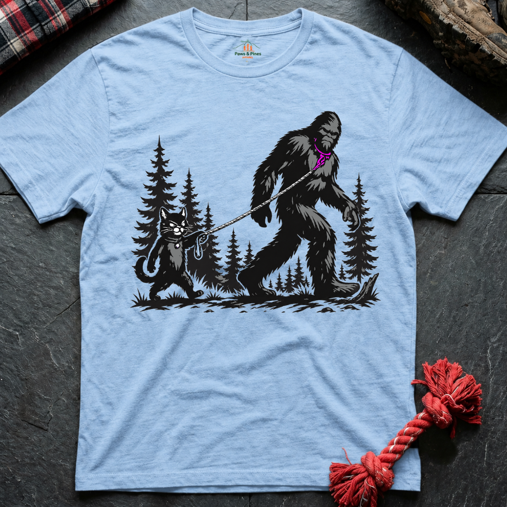 Cat Walks Bigfoot T-Shirt