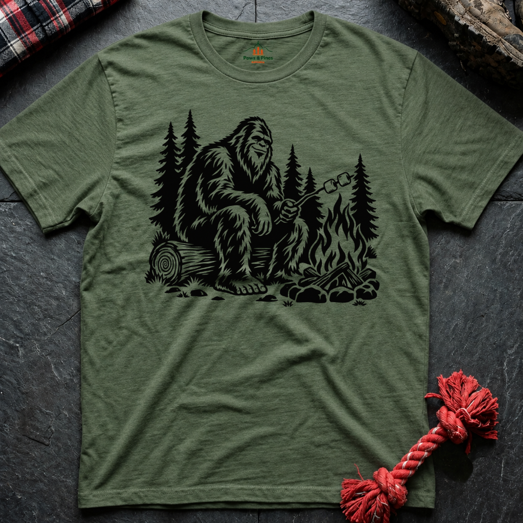 Bigfoot Making Smores T-Shirt