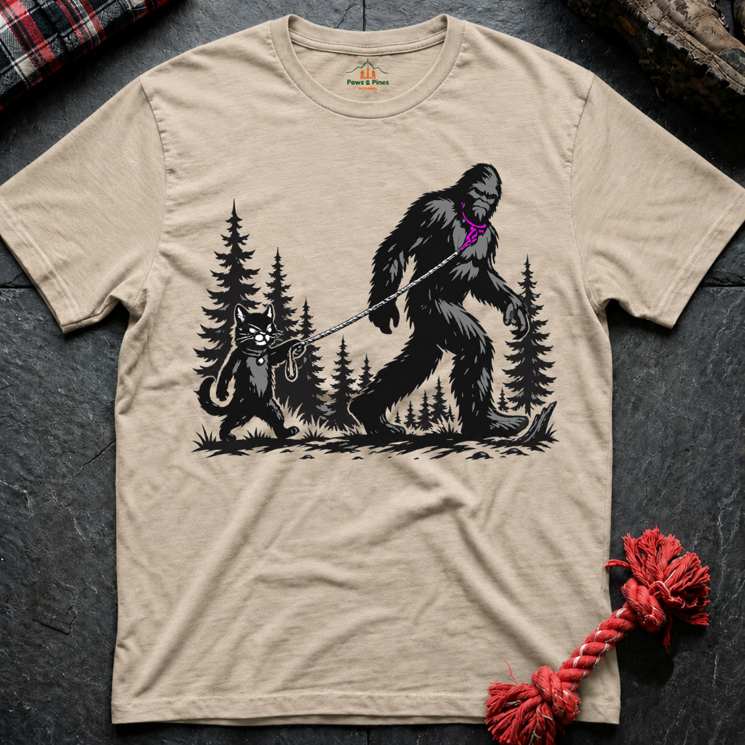 Cat Walks Bigfoot T-Shirt