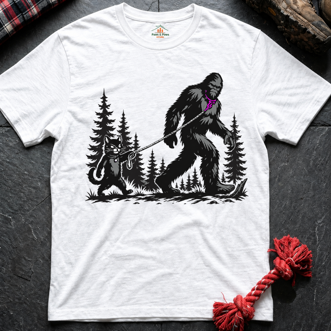 Cat Walks Bigfoot T-Shirt